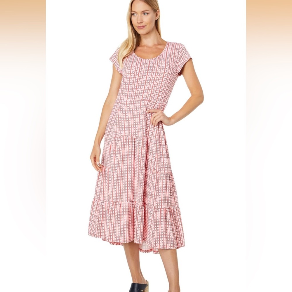 Tommy Hilfiger Red and White Patterned Midi Dress